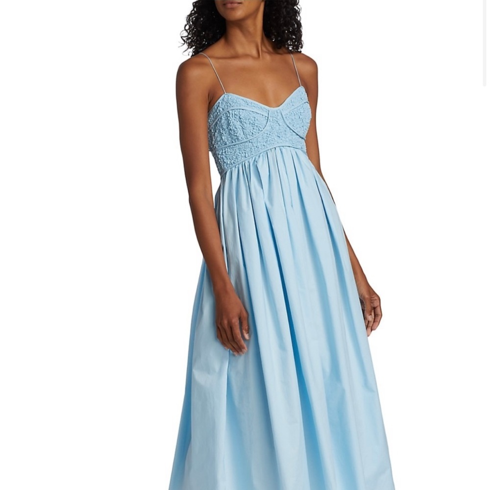NWT CECILE BAHNSEN RUSCHED UMPIRE MIDI AVAILABLE AT GOOP, SAKS, BERGDORFS
